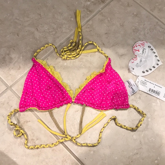 Beach Bunny Other - Beach Bunny polka dot reversible top, yellow pink